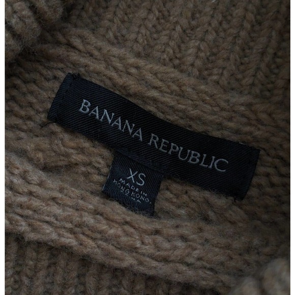 Banana Republic Camel Tan Brown Cavo Flare Sleeve Sweater Size XS Cableknit Wool - Picture 5 of 5